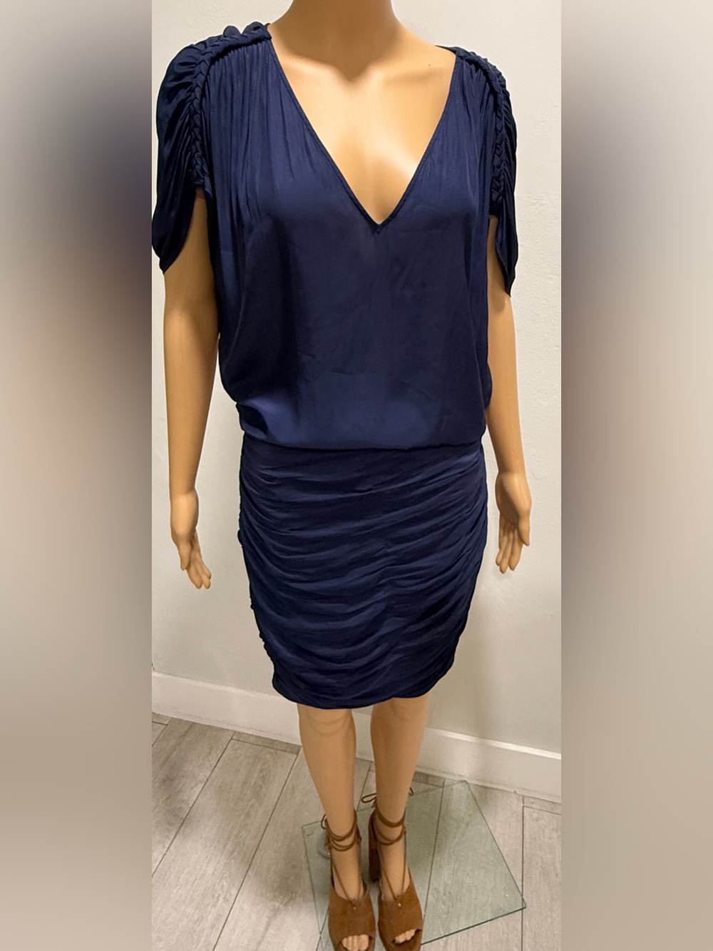 Ramy Brook Navy Ruched Mini Skirt Dress
